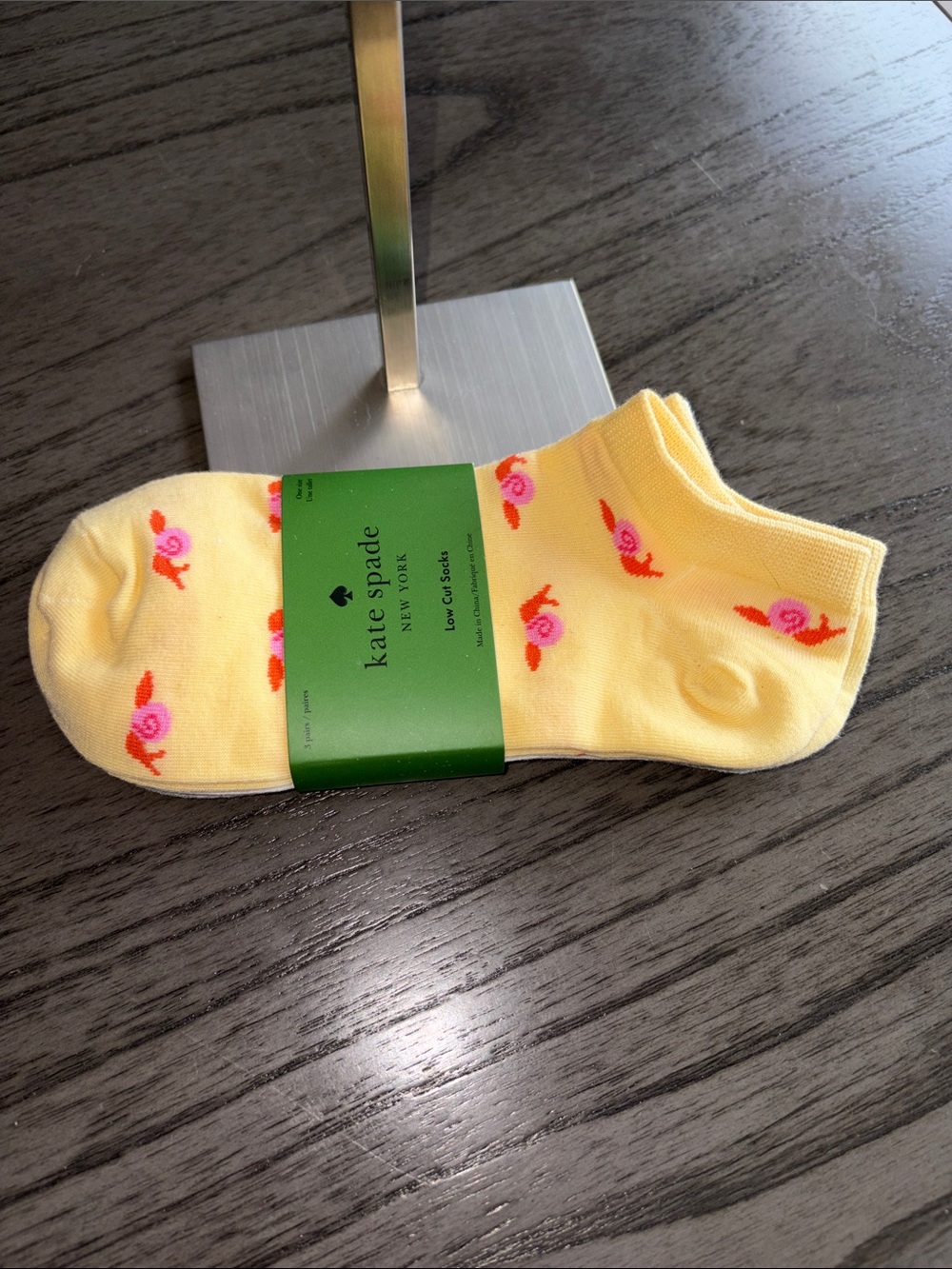 kate spade Yellow Floral No-Show Athletic Socks